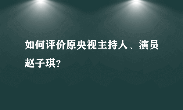 如何评价原央视主持人、演员赵子琪？