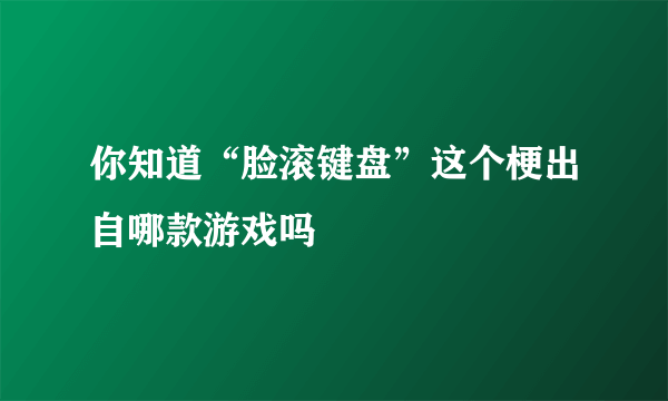 你知道“脸滚键盘”这个梗出自哪款游戏吗