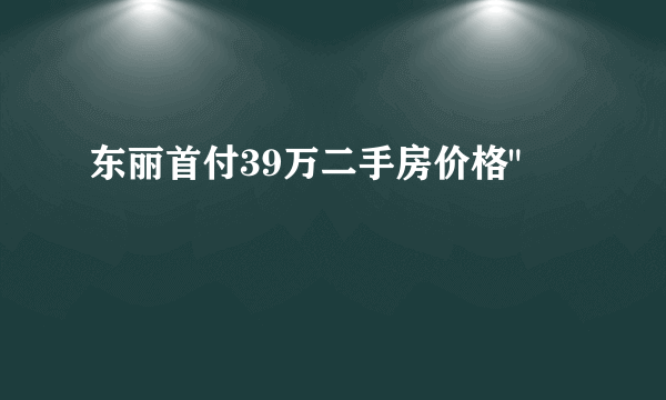 东丽首付39万二手房价格