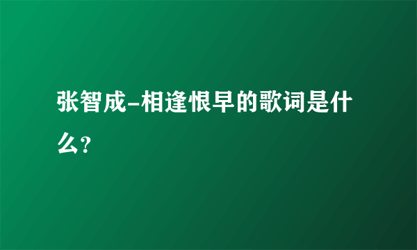 张智成-相逢恨早的歌词是什么？