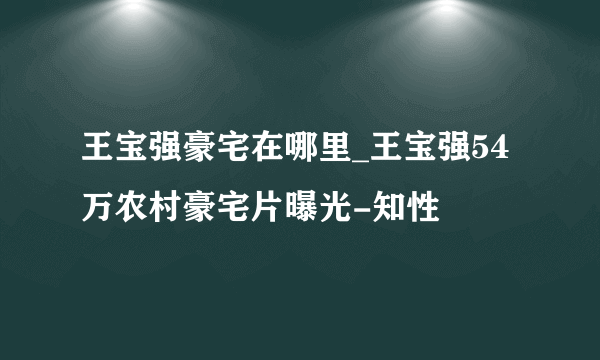 王宝强豪宅在哪里_王宝强54万农村豪宅片曝光-知性