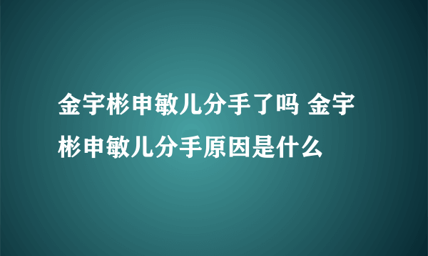 金宇彬申敏儿分手了吗 金宇彬申敏儿分手原因是什么