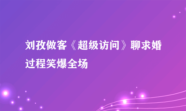 刘孜做客《超级访问》聊求婚过程笑爆全场