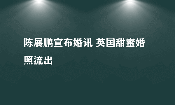 陈展鹏宣布婚讯 英国甜蜜婚照流出