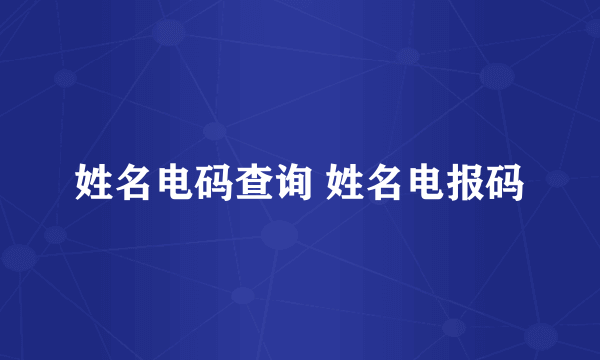 姓名电码查询 姓名电报码