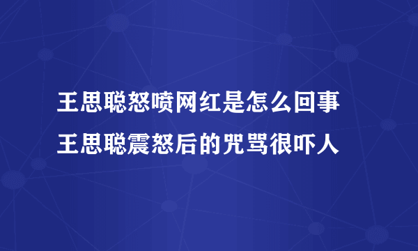 王思聪怒喷网红是怎么回事 王思聪震怒后的咒骂很吓人