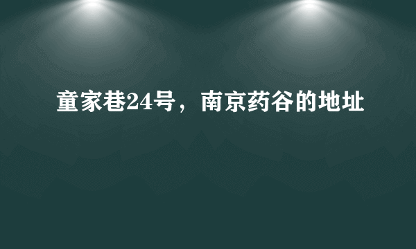 童家巷24号，南京药谷的地址