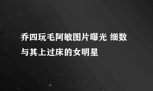 乔四玩毛阿敏图片曝光 细数与其上过床的女明星