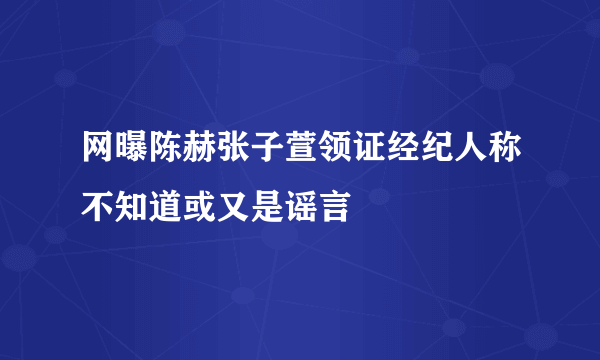 网曝陈赫张子萱领证经纪人称不知道或又是谣言