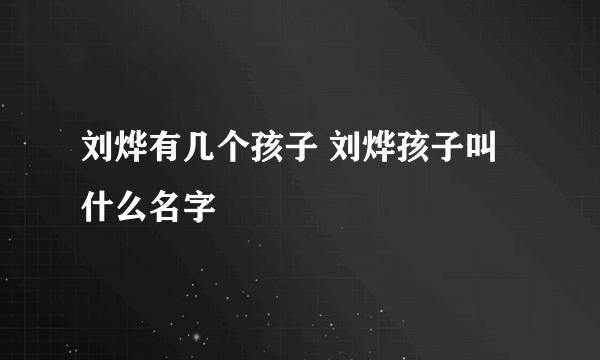 刘烨有几个孩子 刘烨孩子叫什么名字