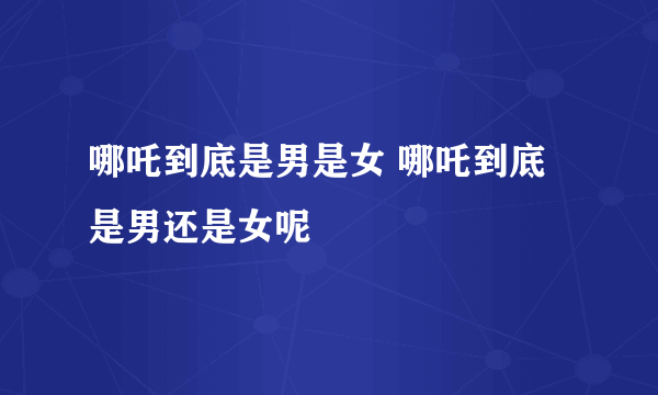 哪吒到底是男是女 哪吒到底是男还是女呢