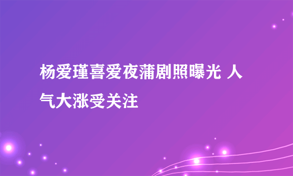 杨爱瑾喜爱夜蒲剧照曝光 人气大涨受关注