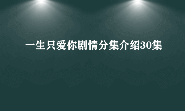 一生只爱你剧情分集介绍30集