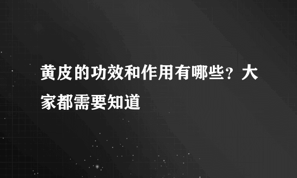 黄皮的功效和作用有哪些？大家都需要知道