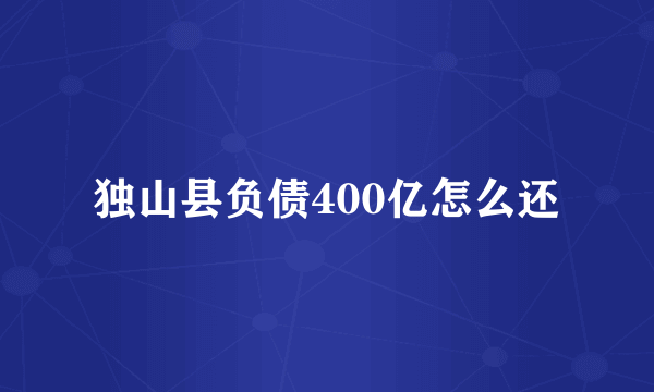 独山县负债400亿怎么还