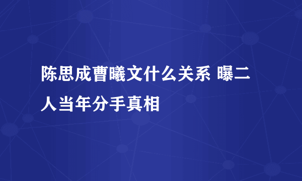 陈思成曹曦文什么关系 曝二人当年分手真相