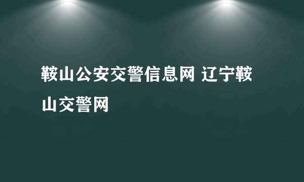 鞍山公安交警信息网 辽宁鞍山交警网