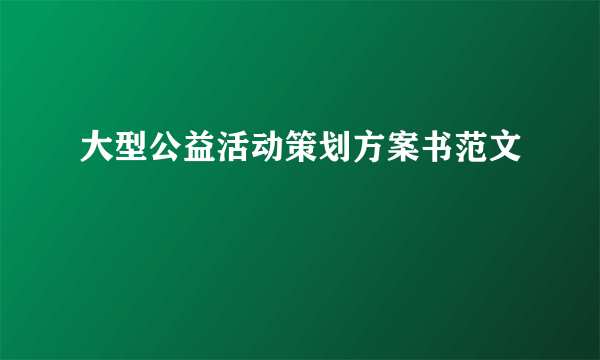 大型公益活动策划方案书范文