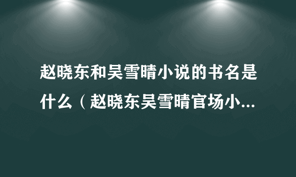 赵晓东和吴雪晴小说的书名是什么（赵晓东吴雪晴官场小说叫什么名字）