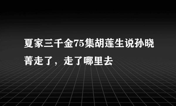 夏家三千金75集胡莲生说孙晓菁走了，走了哪里去