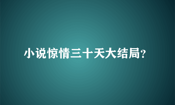 小说惊情三十天大结局？