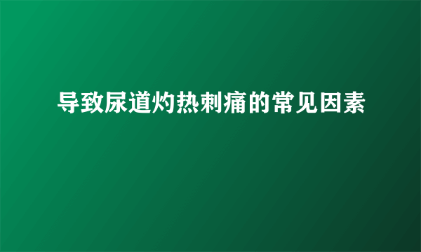 导致尿道灼热刺痛的常见因素