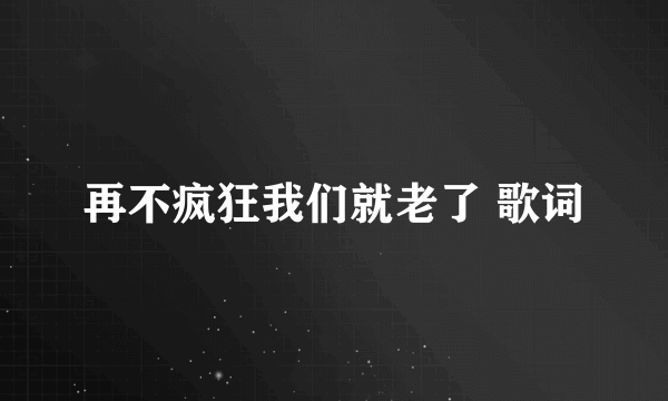 再不疯狂我们就老了 歌词