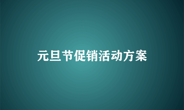 元旦节促销活动方案