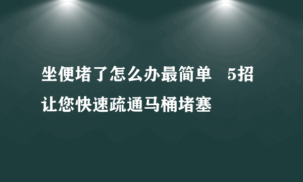 坐便堵了怎么办最简单   5招让您快速疏通马桶堵塞