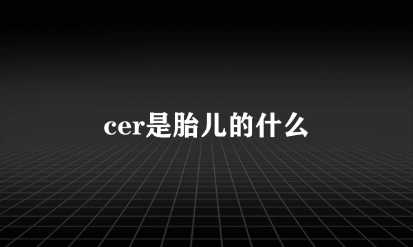 cer是胎儿的什么