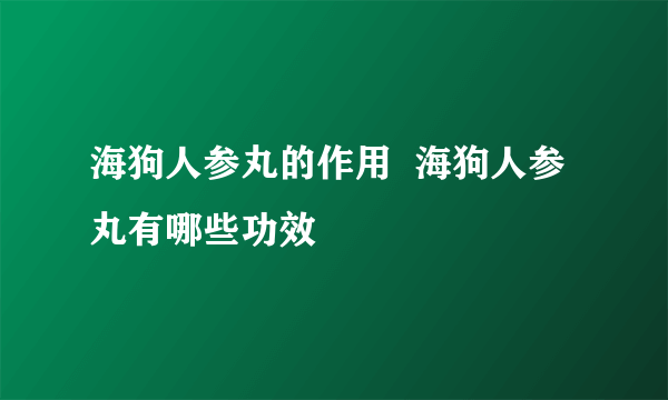 海狗人参丸的作用  海狗人参丸有哪些功效