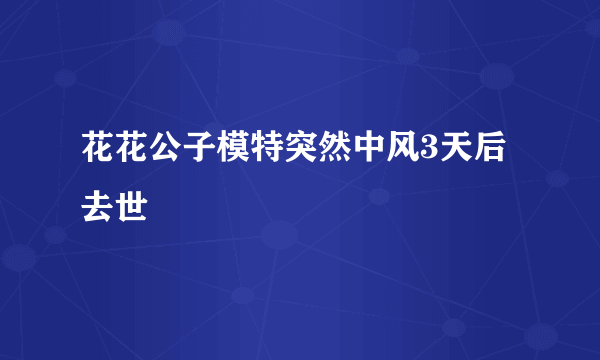 花花公子模特突然中风3天后去世