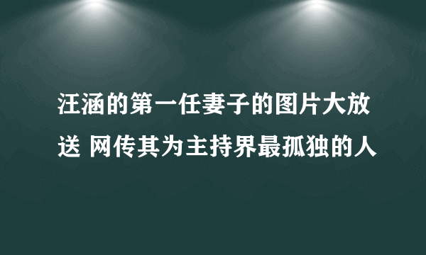 汪涵的第一任妻子的图片大放送 网传其为主持界最孤独的人