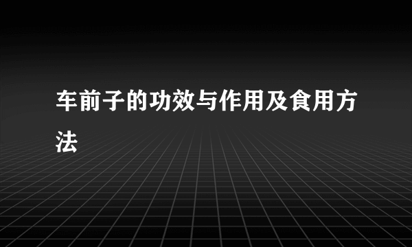 车前子的功效与作用及食用方法