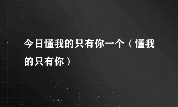 今日懂我的只有你一个（懂我的只有你）