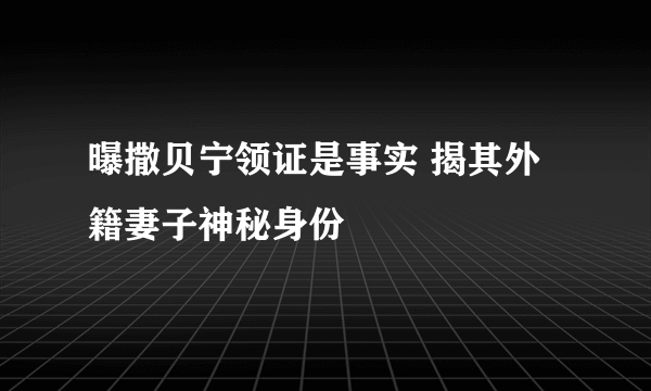 曝撒贝宁领证是事实 揭其外籍妻子神秘身份