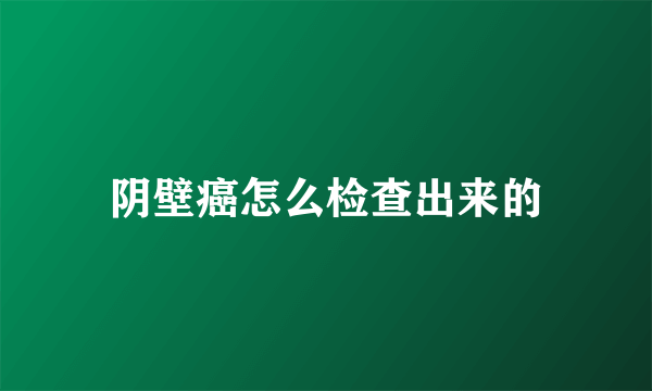 阴壁癌怎么检查出来的