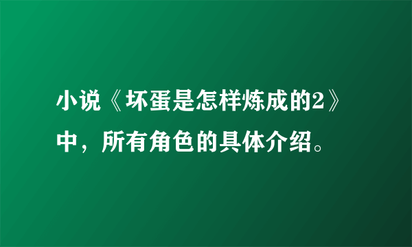 小说《坏蛋是怎样炼成的2》中，所有角色的具体介绍。