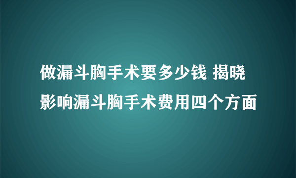 做漏斗胸手术要多少钱 揭晓影响漏斗胸手术费用四个方面