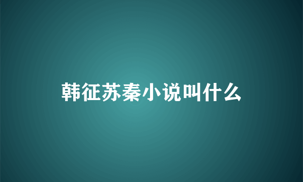 韩征苏秦小说叫什么