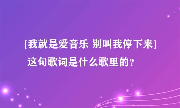 [我就是爱音乐 别叫我停下来] 这句歌词是什么歌里的？