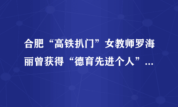 合肥“高铁扒门”女教师罗海丽曾获得“德育先进个人”的表彰，你怎么看？