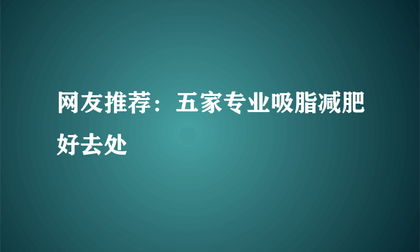 网友推荐：五家专业吸脂减肥好去处