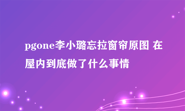 pgone李小璐忘拉窗帘原图 在屋内到底做了什么事情