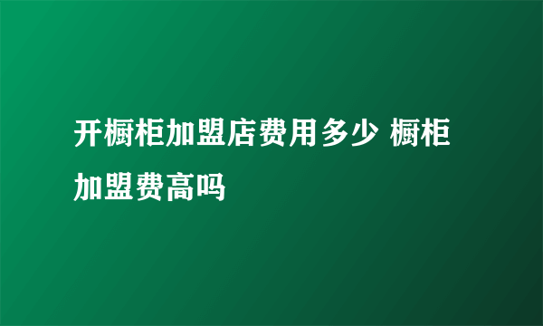 开橱柜加盟店费用多少 橱柜加盟费高吗