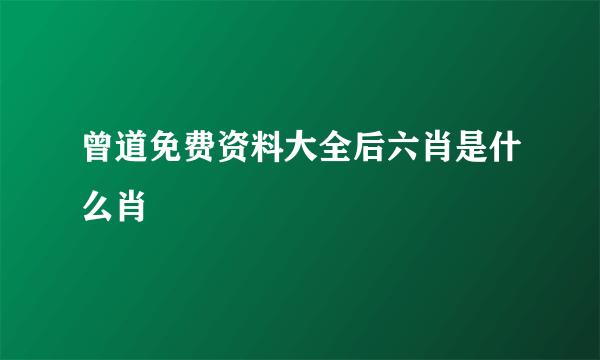 曾道免费资料大全后六肖是什么肖