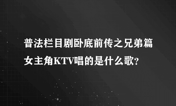 普法栏目剧卧底前传之兄弟篇女主角KTV唱的是什么歌？