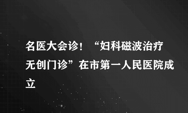 名医大会诊！“妇科磁波治疗无创门诊”在市第一人民医院成立