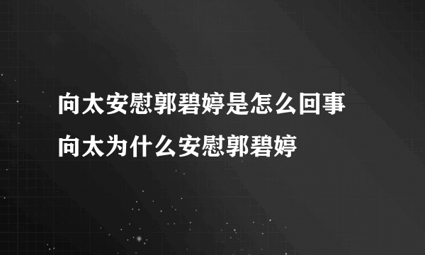 向太安慰郭碧婷是怎么回事 向太为什么安慰郭碧婷