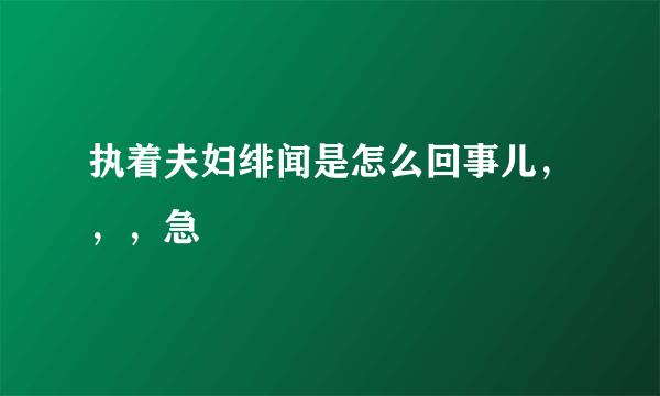 执着夫妇绯闻是怎么回事儿，，，急